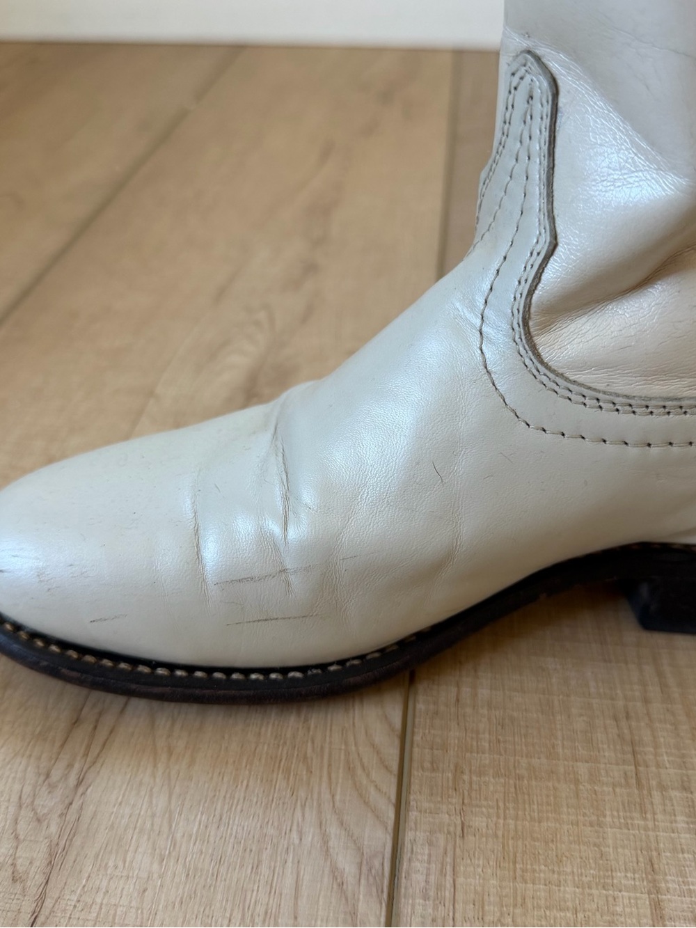 Laredo Women’s 7 Ivory Pearl White Cowboy Boots USA Vintage Western Leather - Picture 4 of 9